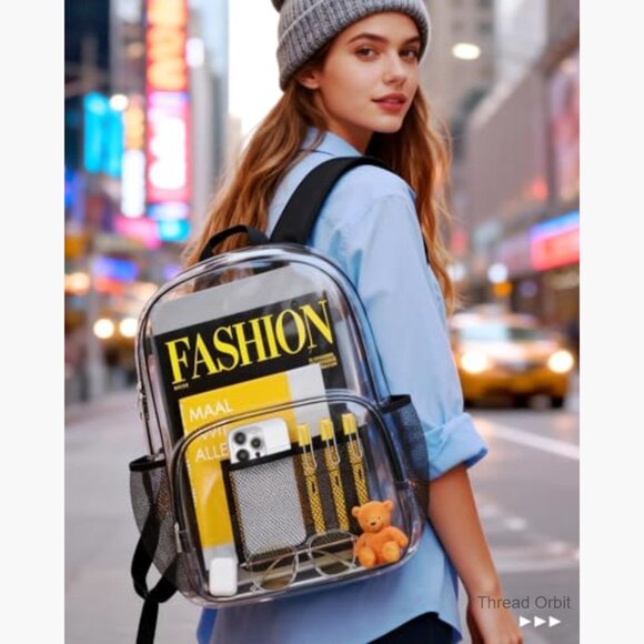 Clear PVC Backpack, Waterproof Work Bag, 16x12x7 Inches, Multi-Pocket main image 7